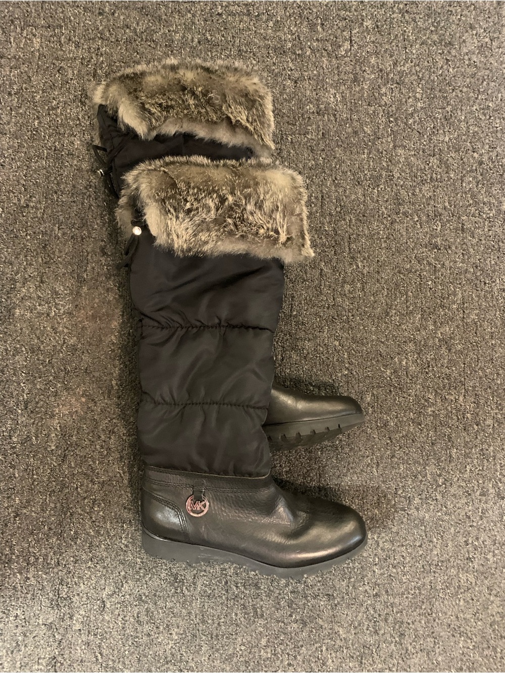 Black Tall Michael Kors  Winter Boots with Faux Fur Trim 7 1/2